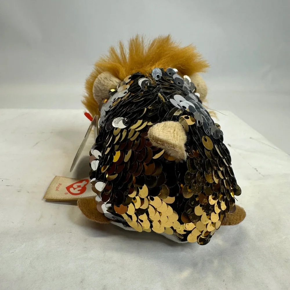 Ty Teeny Tys Regal the‎ Lion Gold Silver Reversible Sequin Plush Toy NWT